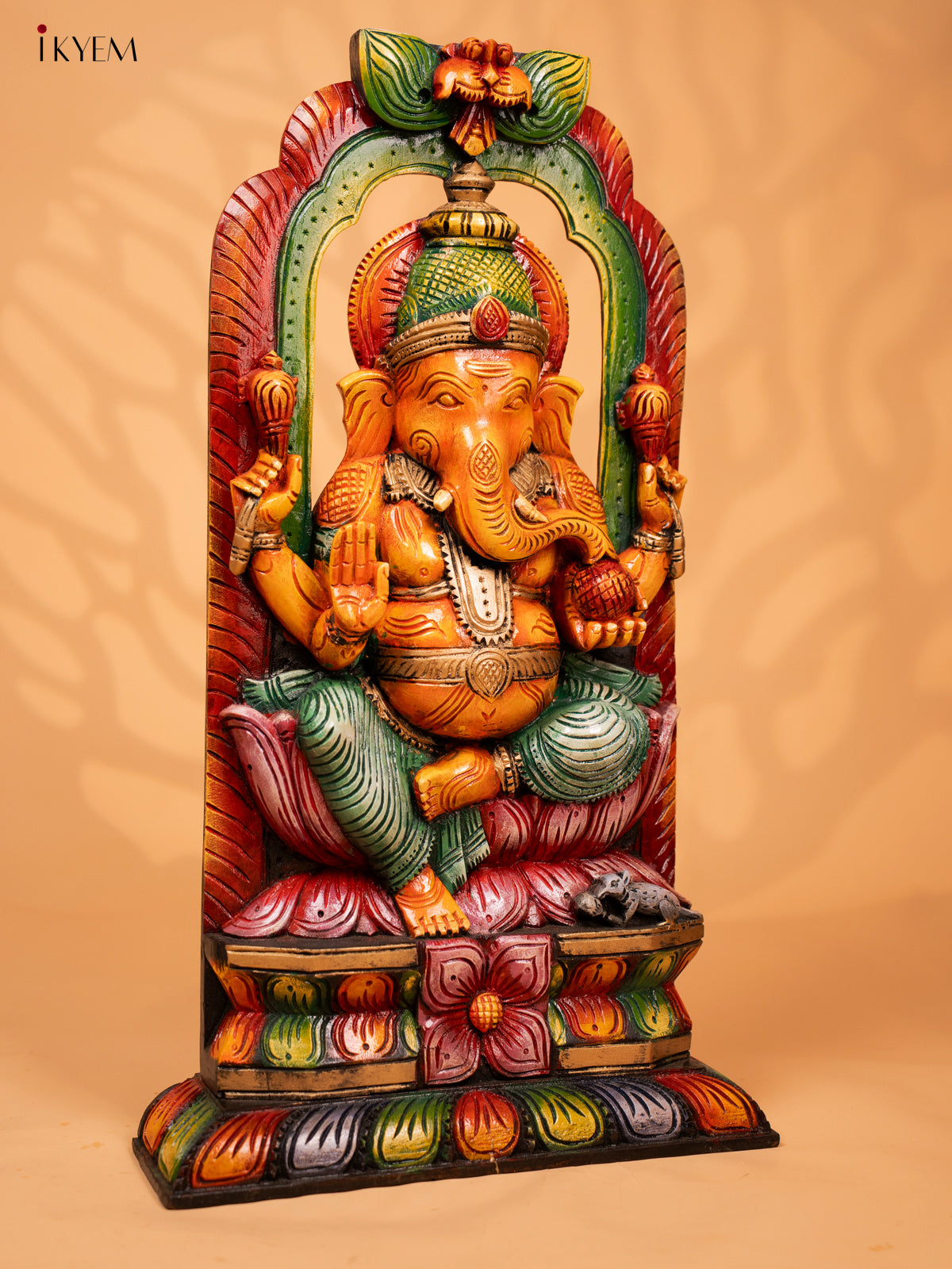 Wooden Hand Carved Painted Carving Ganesha - 27 Inch - KD18114