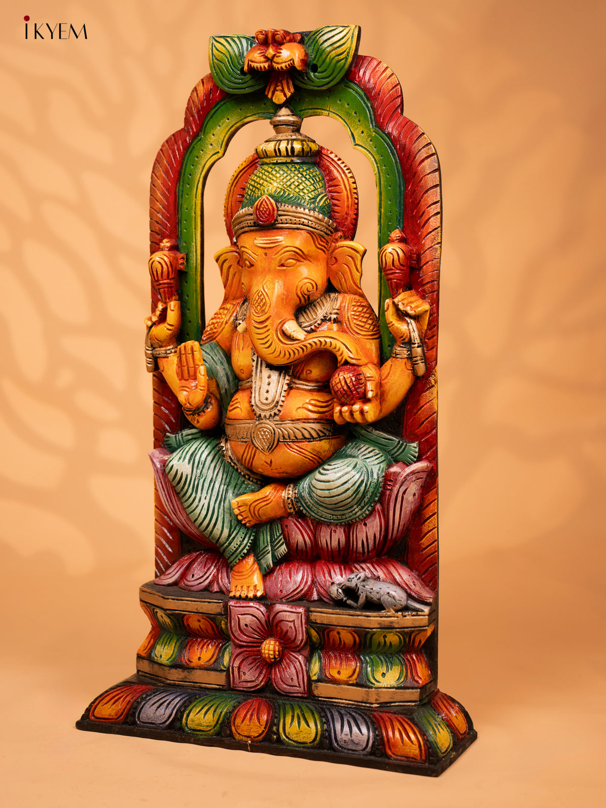 Wooden Hand Carved Painted Carving Ganesha - 27 Inch - KD18114