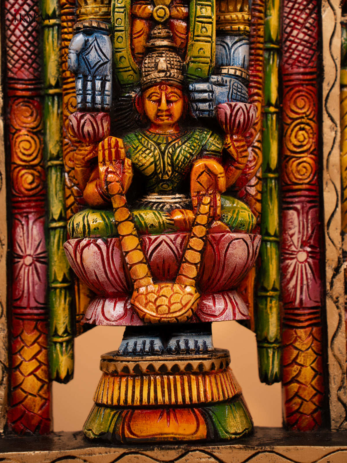 Wooden Hand Carved Painted Balaji with Lakshmi Panel - 26 inch -KD18132