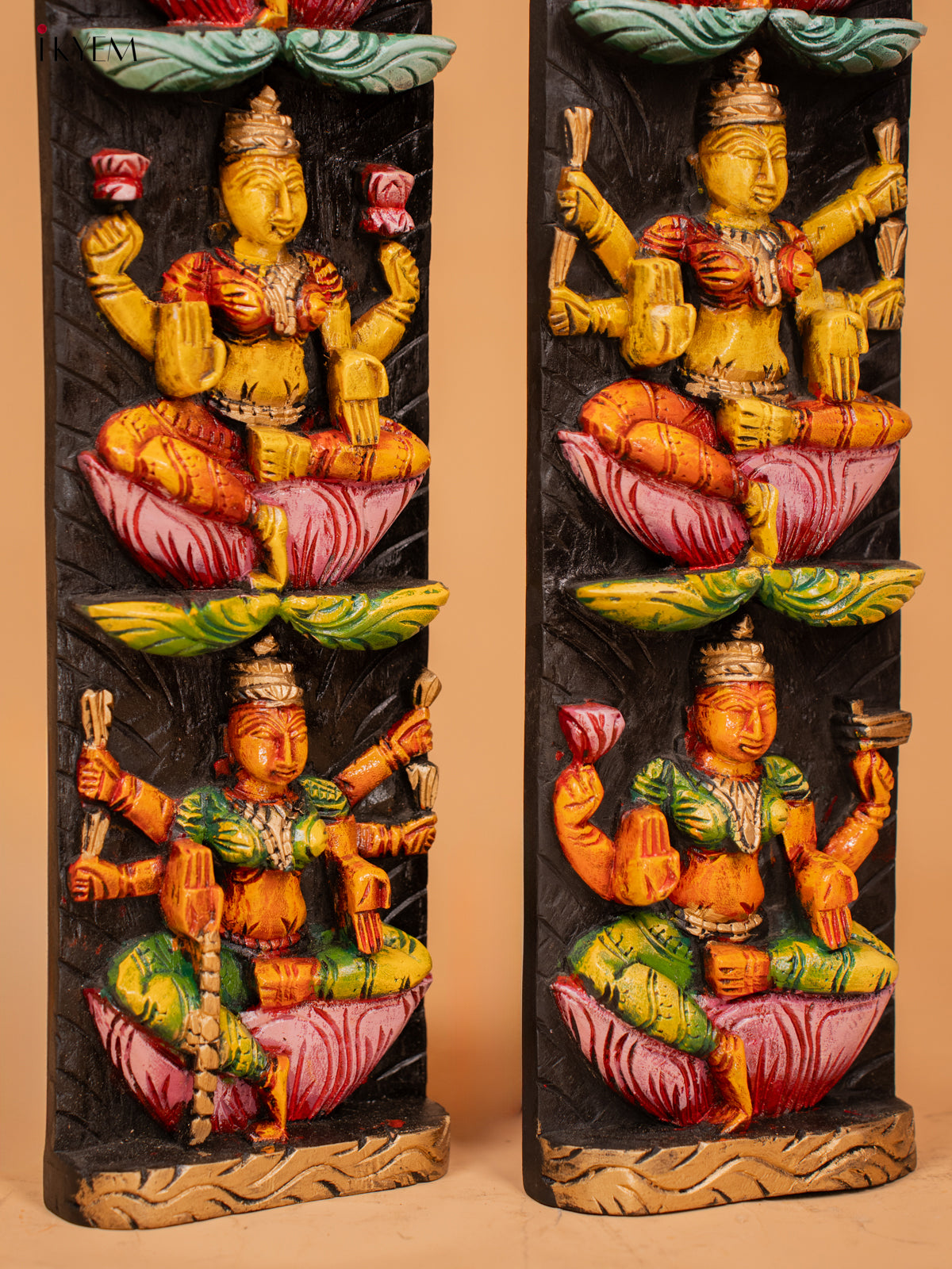 Wooden Hand Carved Painted Ashtalakshmi Panel set 2 - (34 - Inch) - KD18136