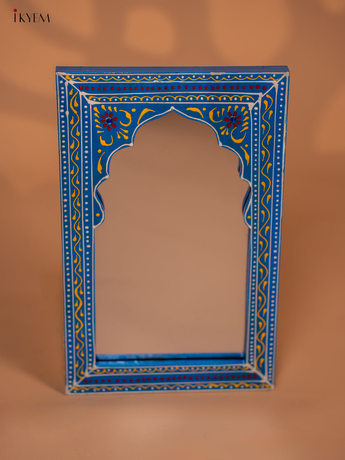 Wooden Hand painted Jharokha Frame with Mirror - Sky Blue - KD18170