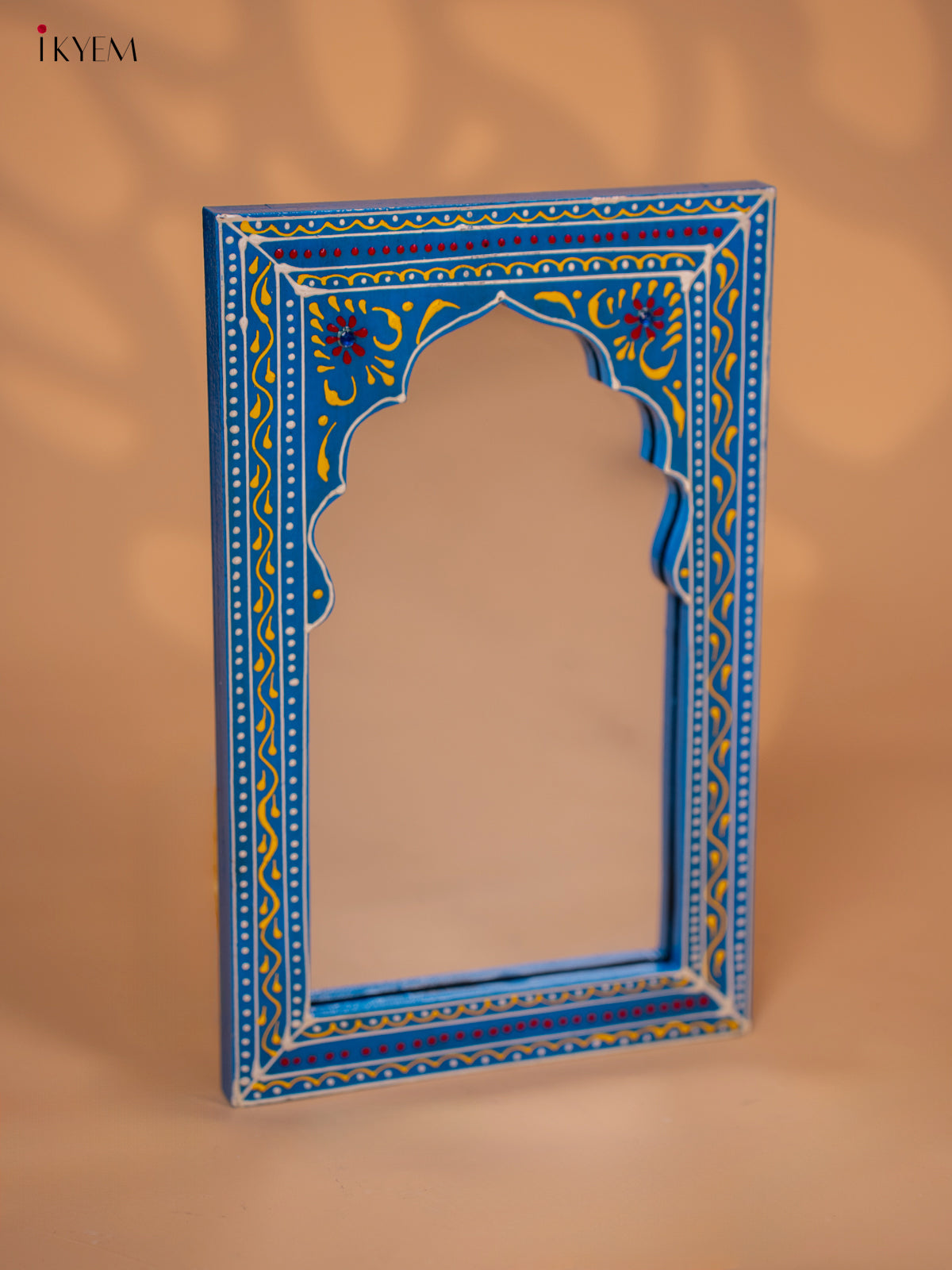 Wooden Hand painted Jharokha Frame with Mirror - Sky Blue - KD18170