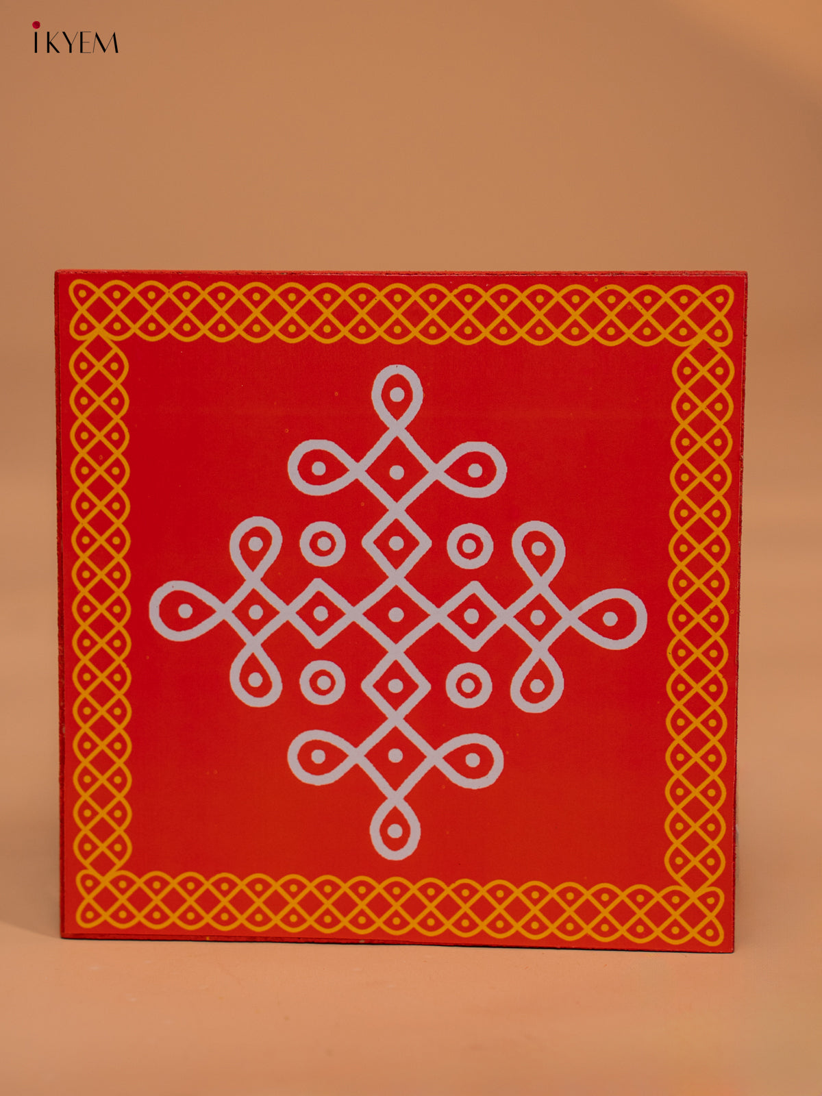 Wooden Square Kolam Manai (6x6) - Sikku Kolam - KD18176