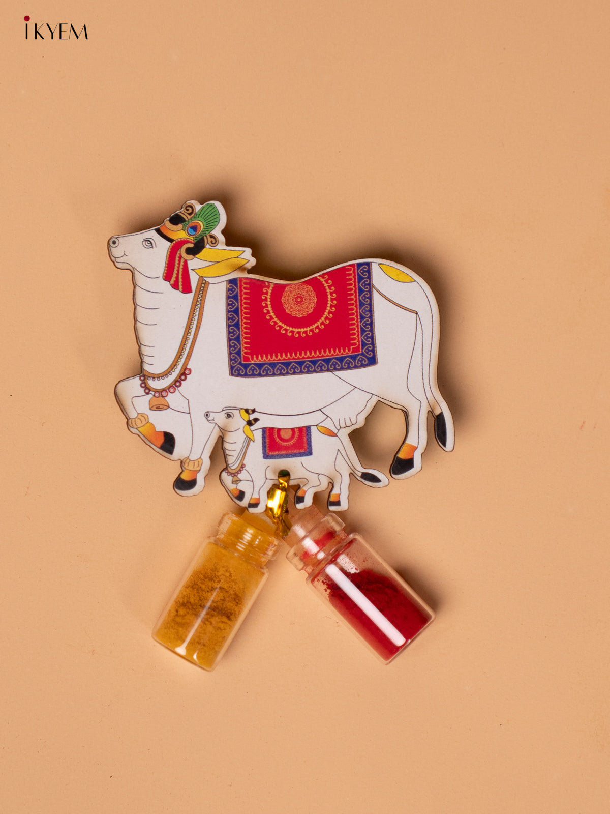 Haldi Kumkum bottle set - Pichwai cow - KD22119