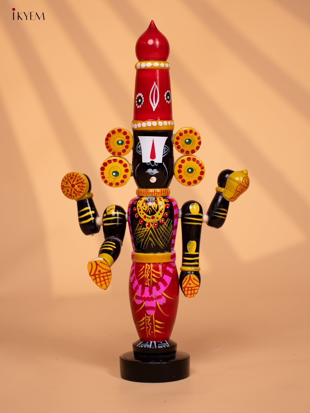 Wooden HandPainted Lord Venkateshwara idol 16 inch - KD24112
