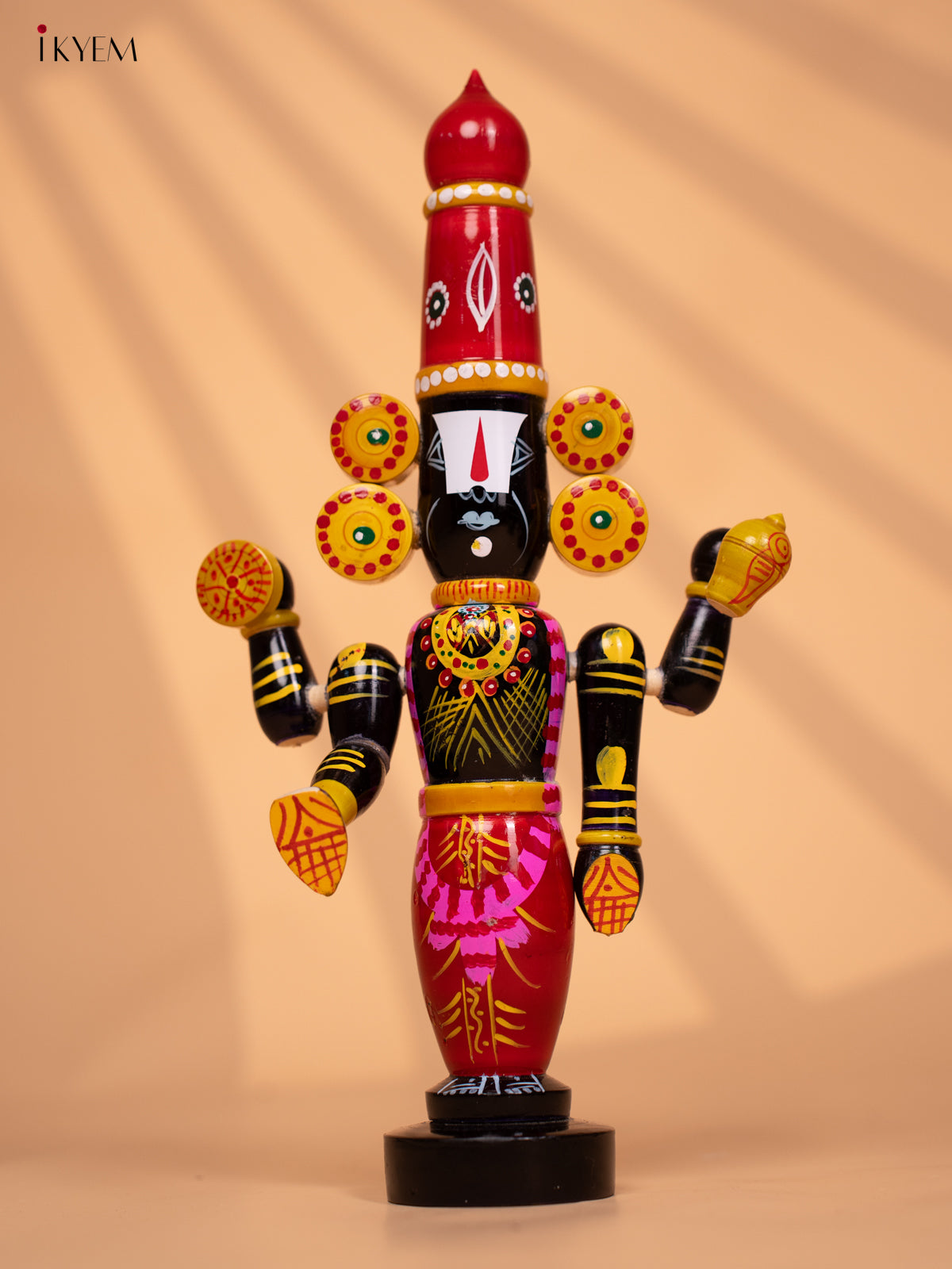 Wooden HandPainted Lord Venkateshwara idol 16 inch - KD24112