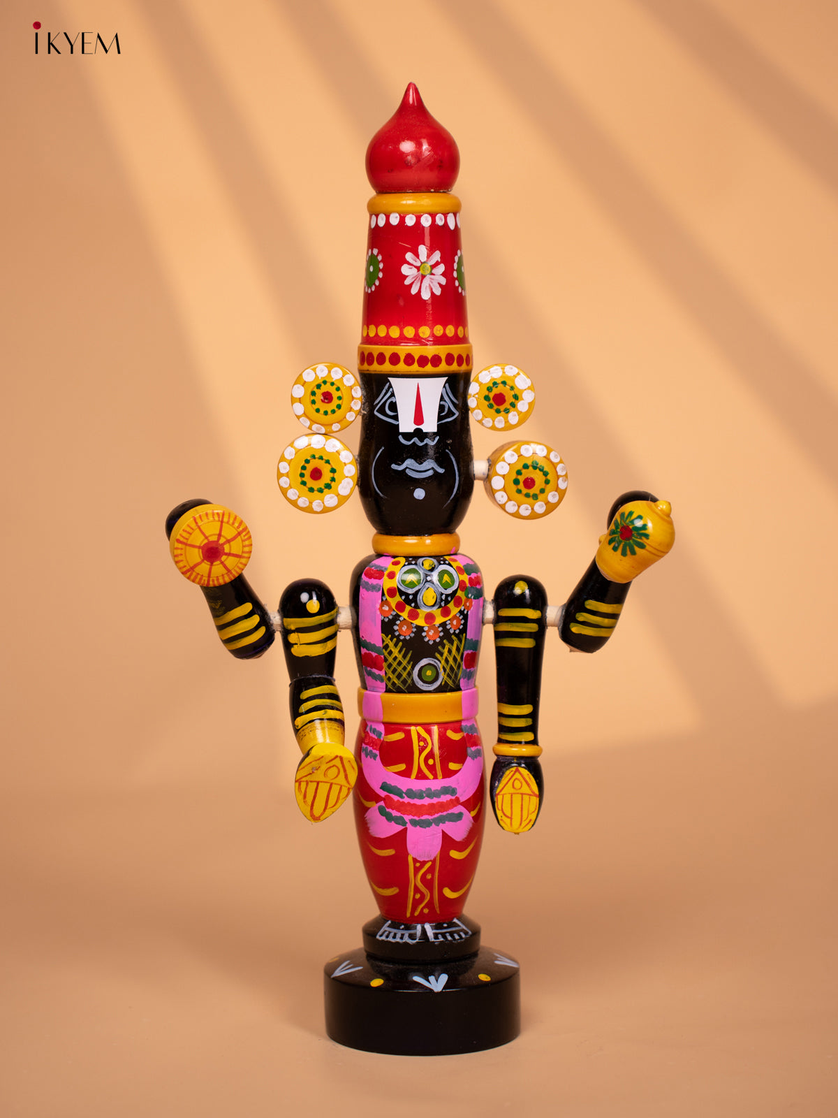 Wooden Hand Painted Lord Venkateshwara idol 16 inch - KD24115