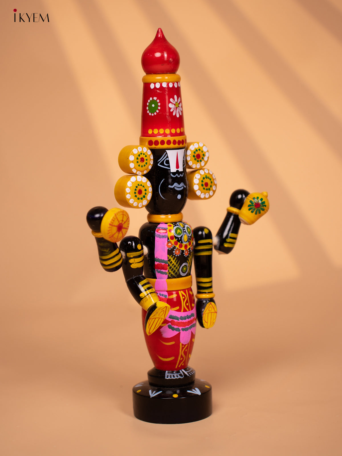 Wooden Hand Painted Lord Venkateshwara idol 16 inch - KD24115