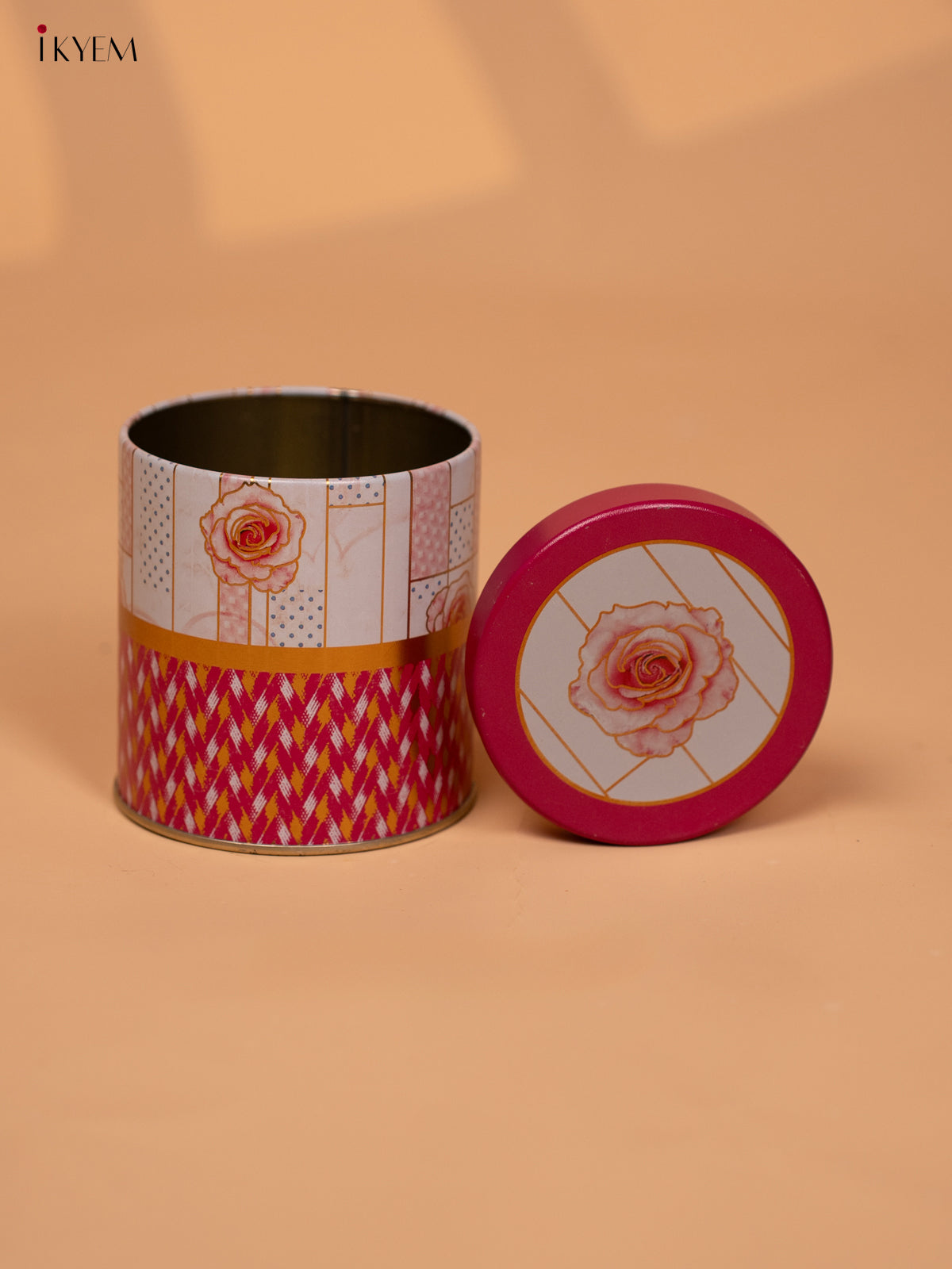 Digital Printed Dry Fruit & Snacks Tin Jar -4 Inch - Pink- KD24125