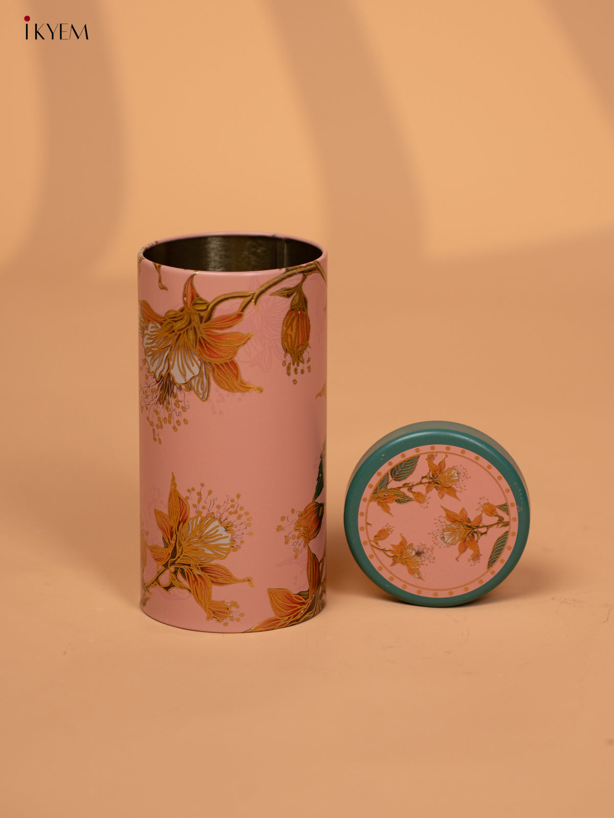 Digital Printed Dry Fruit & Snacks Tin Jar Cylinder - 5.5 inch - pink - KD24128