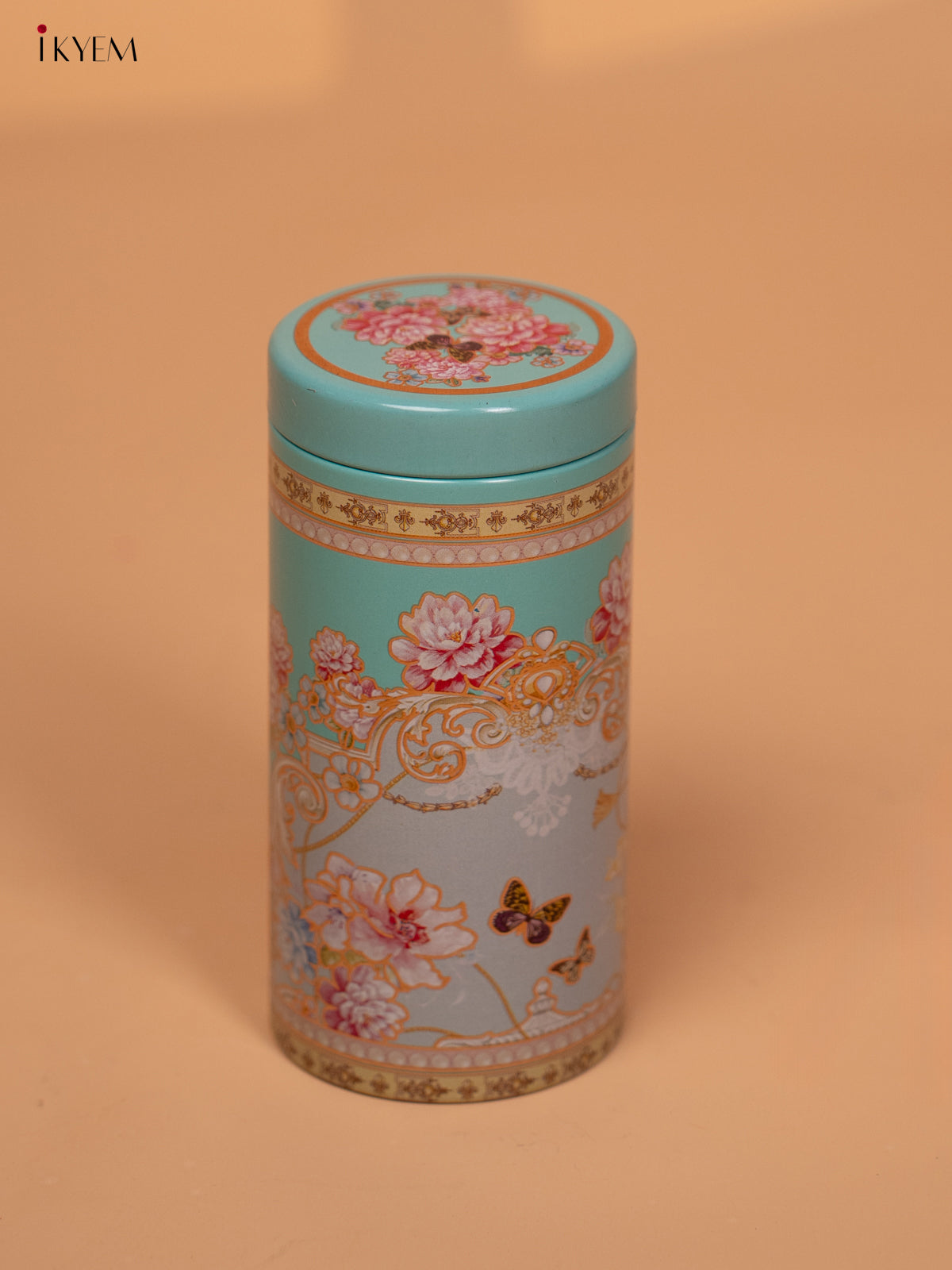 Digital Printed Dry Fruit & snacks Tin Jar Cylinder - sky blue 5.5 inch - KD24129