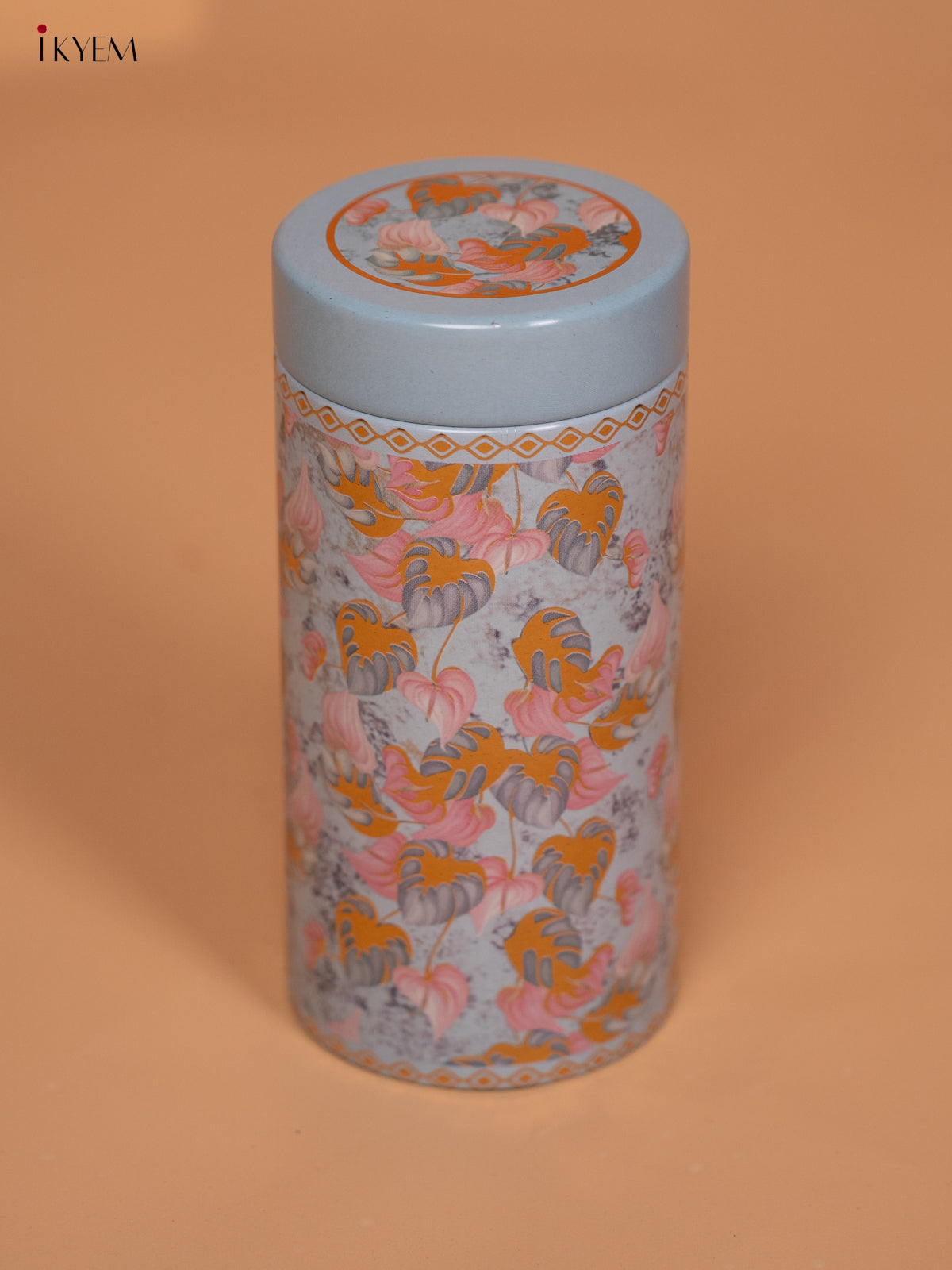 Digital Printed Dry Fruit & Snacks Tin Jar Cylinder - blue 6 inch - KD24131