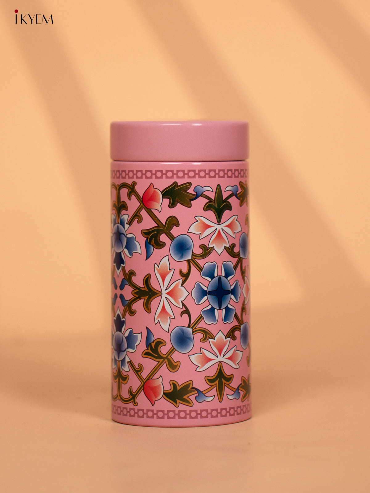 Digital Printed Dry Fruit & Snacks Tin Jar Cylinder - 6 inch - pink - KD24134