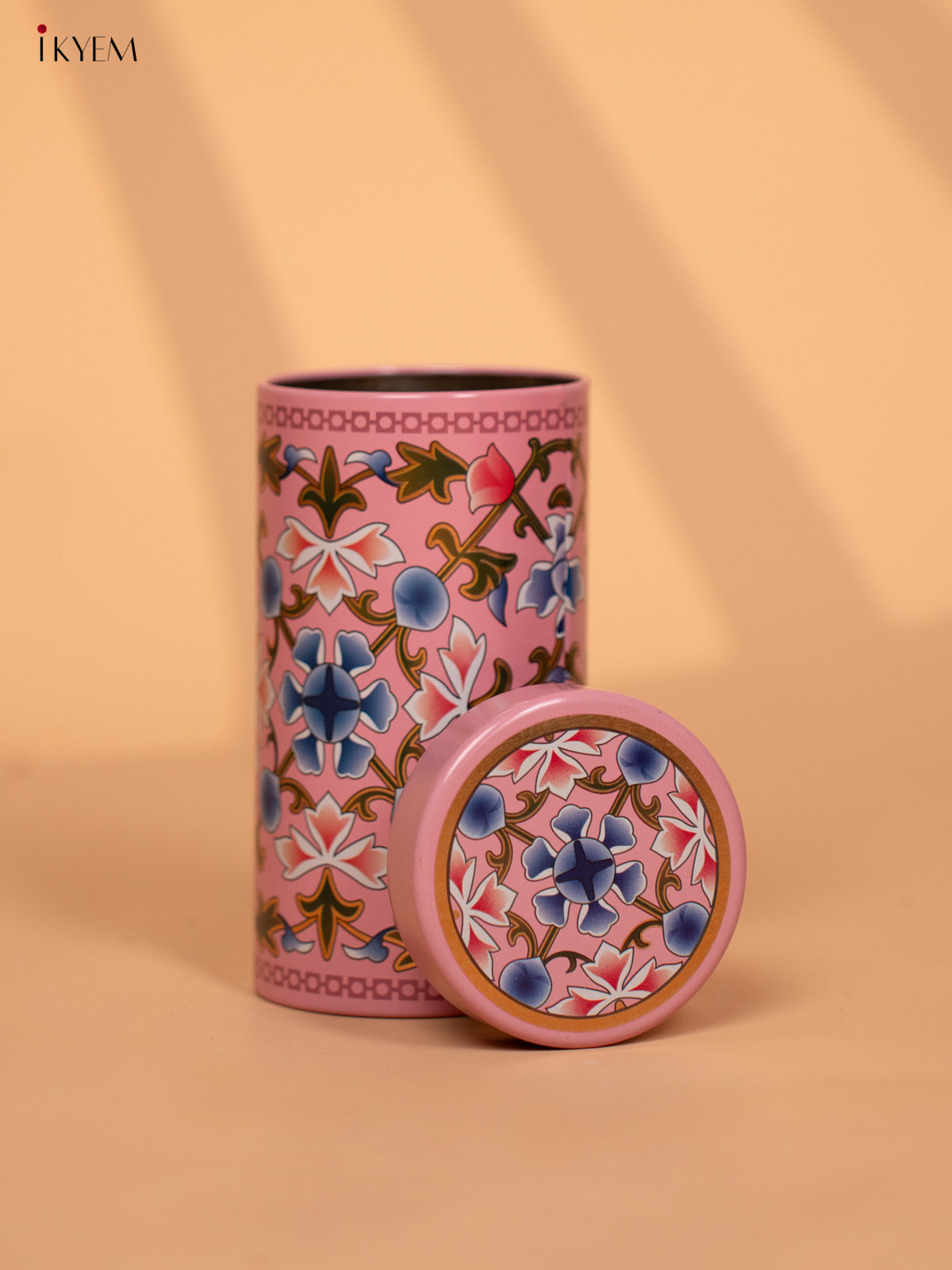 Digital Printed Dry Fruit & Snacks Tin Jar Cylinder - 6 inch - pink - KD24134