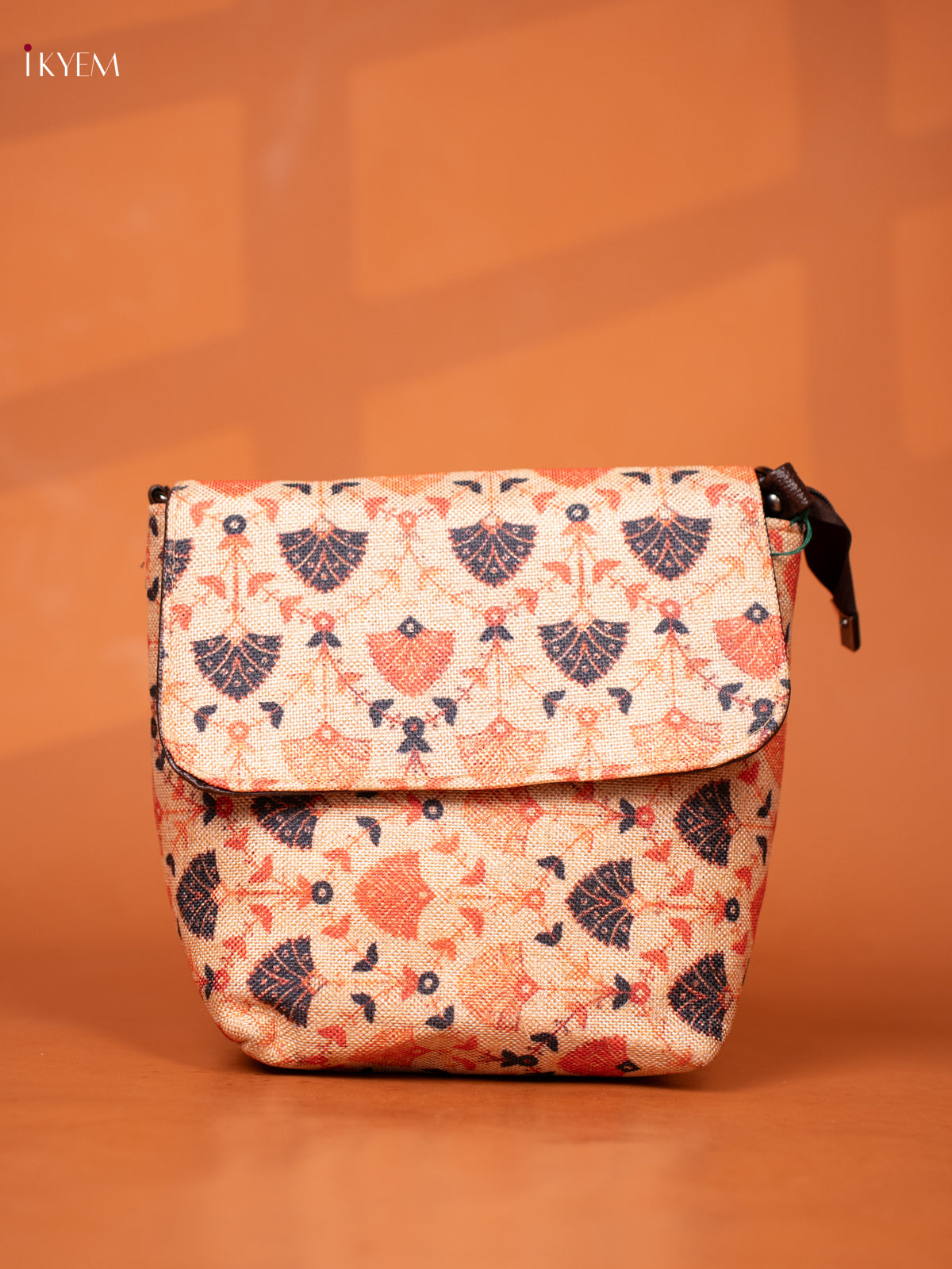 Semi Jute Leather Sling Bag - Orange - KD26993