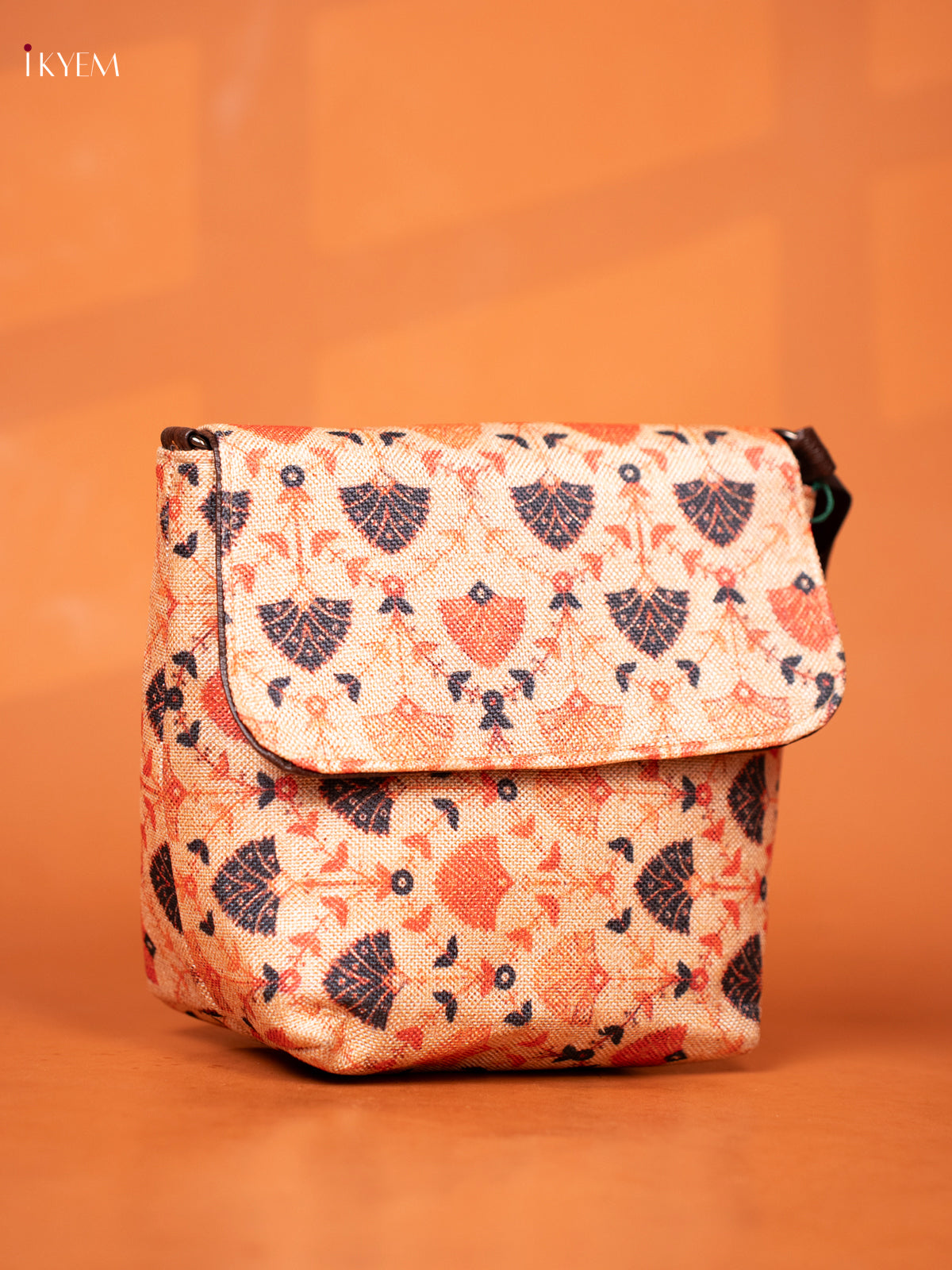 Semi Jute Leather Sling Bag - Orange - KD26993