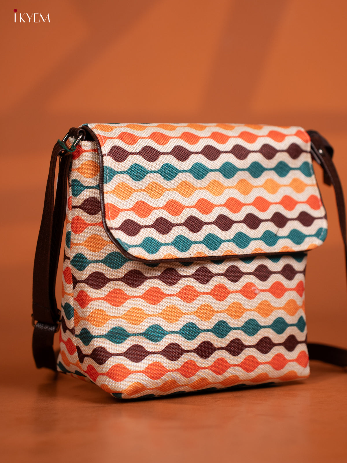 Semi Jute Leather Sling Bag - Multicolour - KD26994