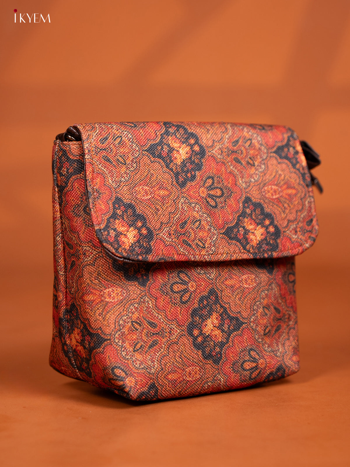 Semi Jute Leather Sling Bag - Rust Colour - KD26996
