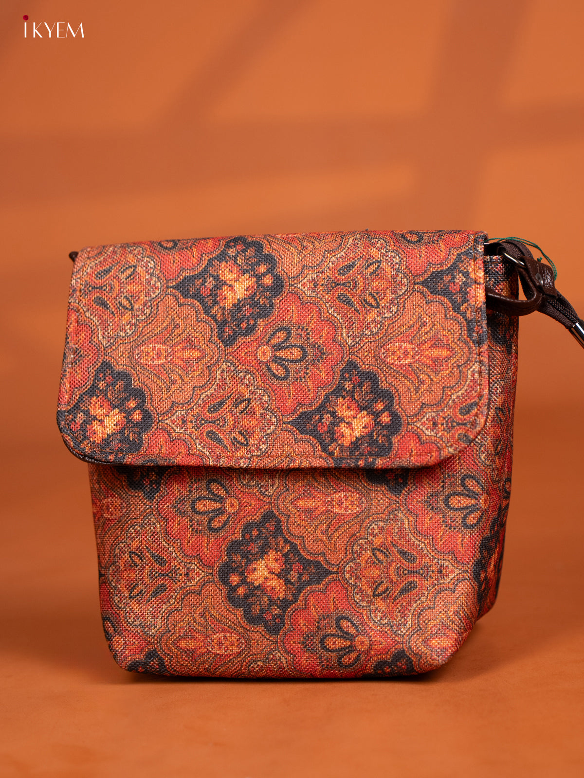 Semi Jute Leather Sling Bag - Rust Colour - KD26996