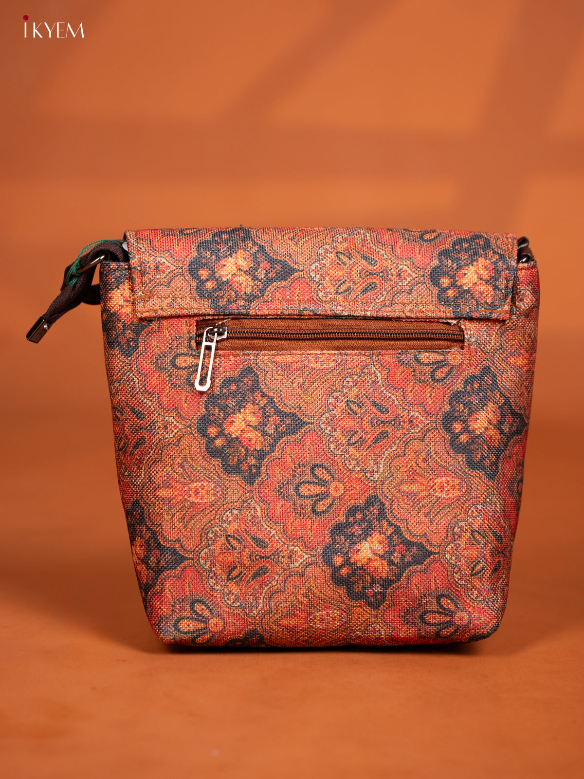 Semi Jute Leather Sling Bag - Rust Colour - KD26996