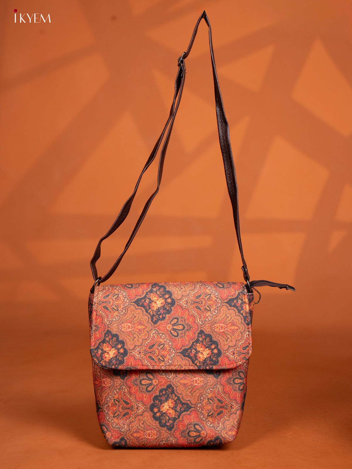 Semi Jute Leather Sling Bag - Rust Colour - KD26996