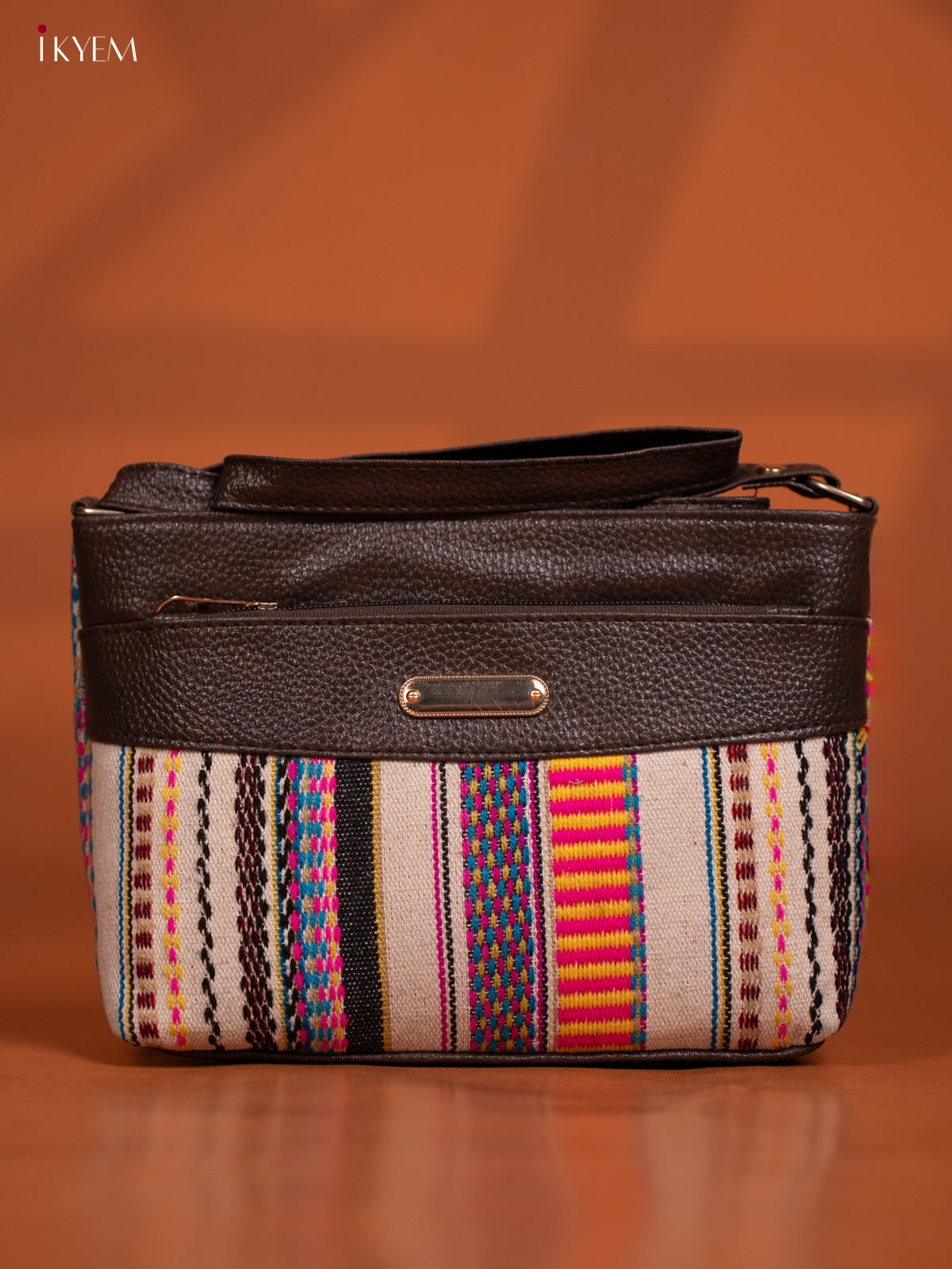Jacquard Leather Design Sling Bag - Multicolour - KD27015