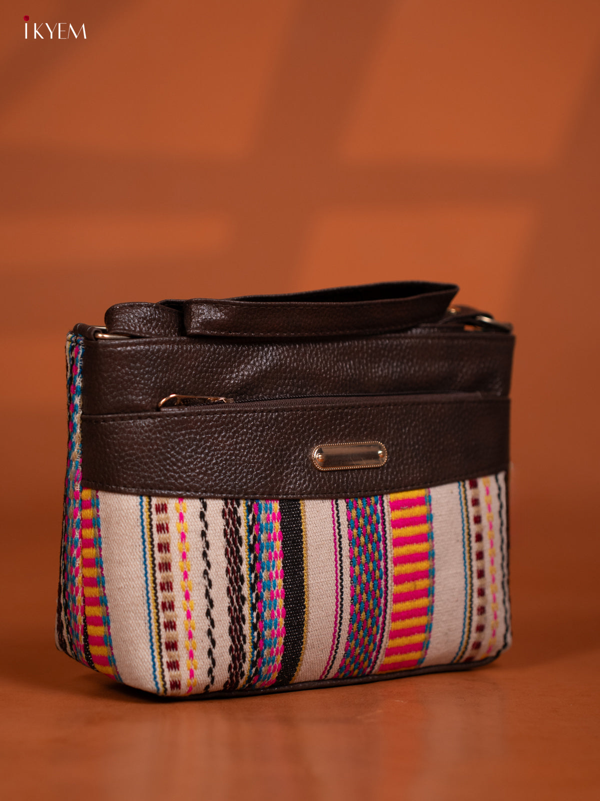 Jacquard Leather Design Sling Bag - Multicolour - KD27015