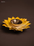  Yellow Brass Lotus Diya -2