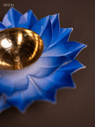  Blue Brass Lotus Diya -1