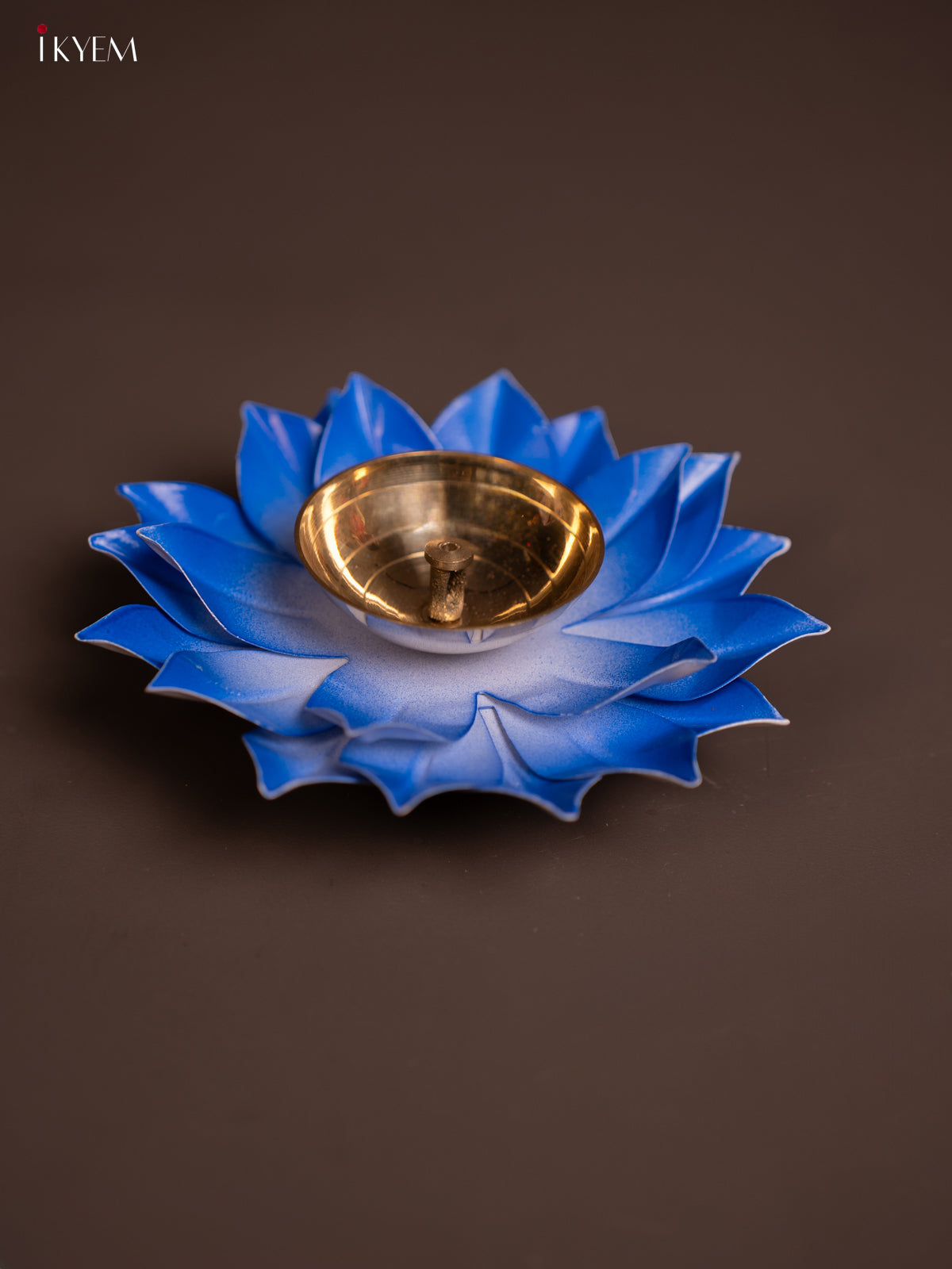  Blue Brass Lotus Diya -2