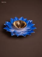 Blue Brass Lotus Diya -2