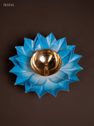 Light blue Brass Lotus Diya