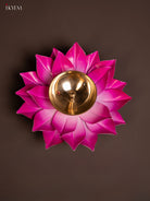 Pink Brass Lotus Diya