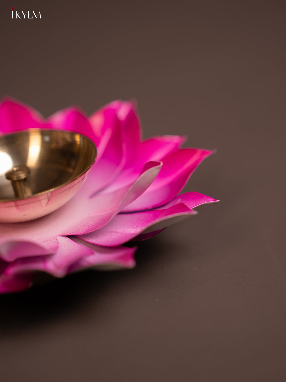Pink Brass Lotus Diya -1