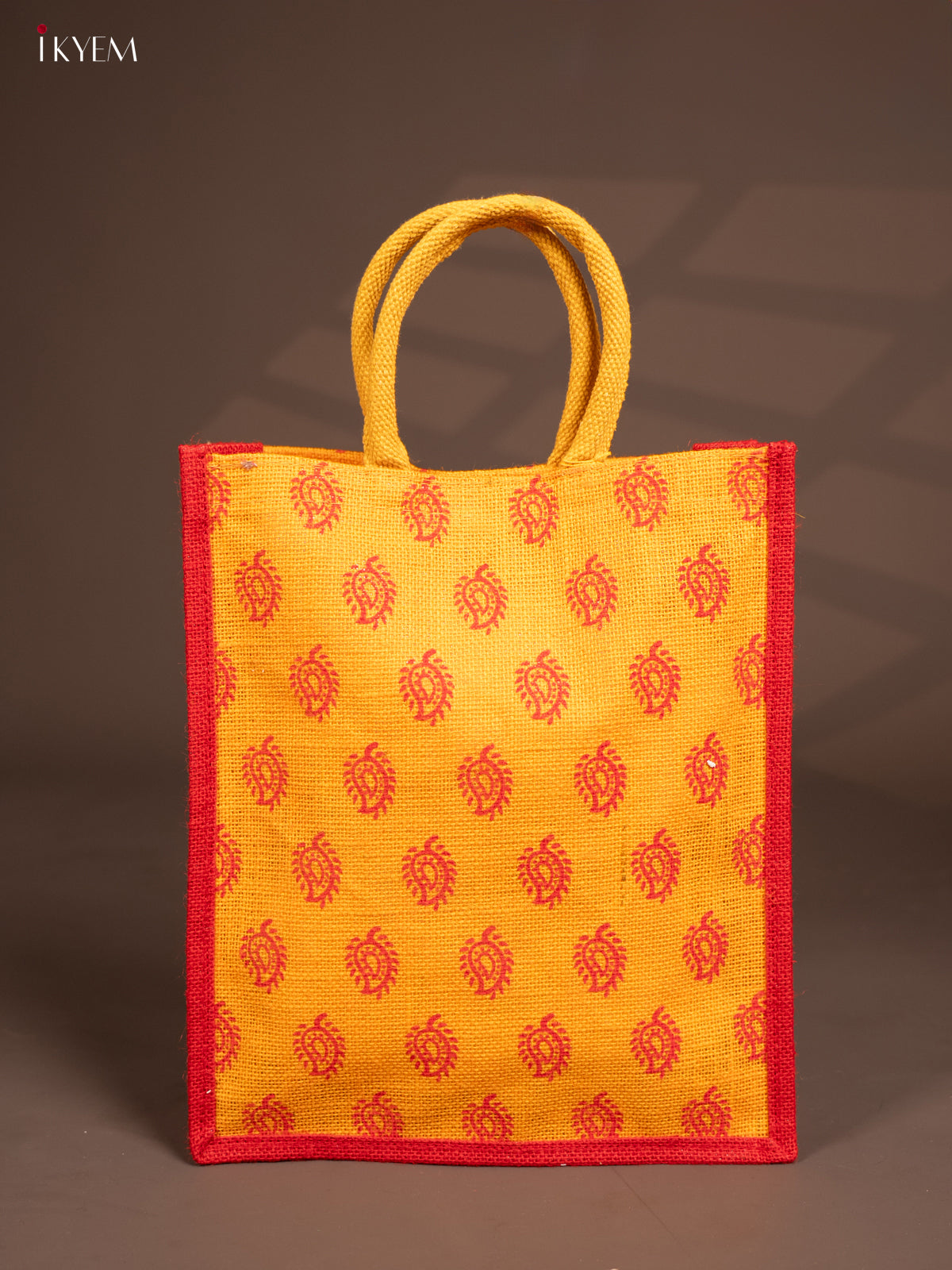 Paisley Printed Jute bag - yellow - KE14143