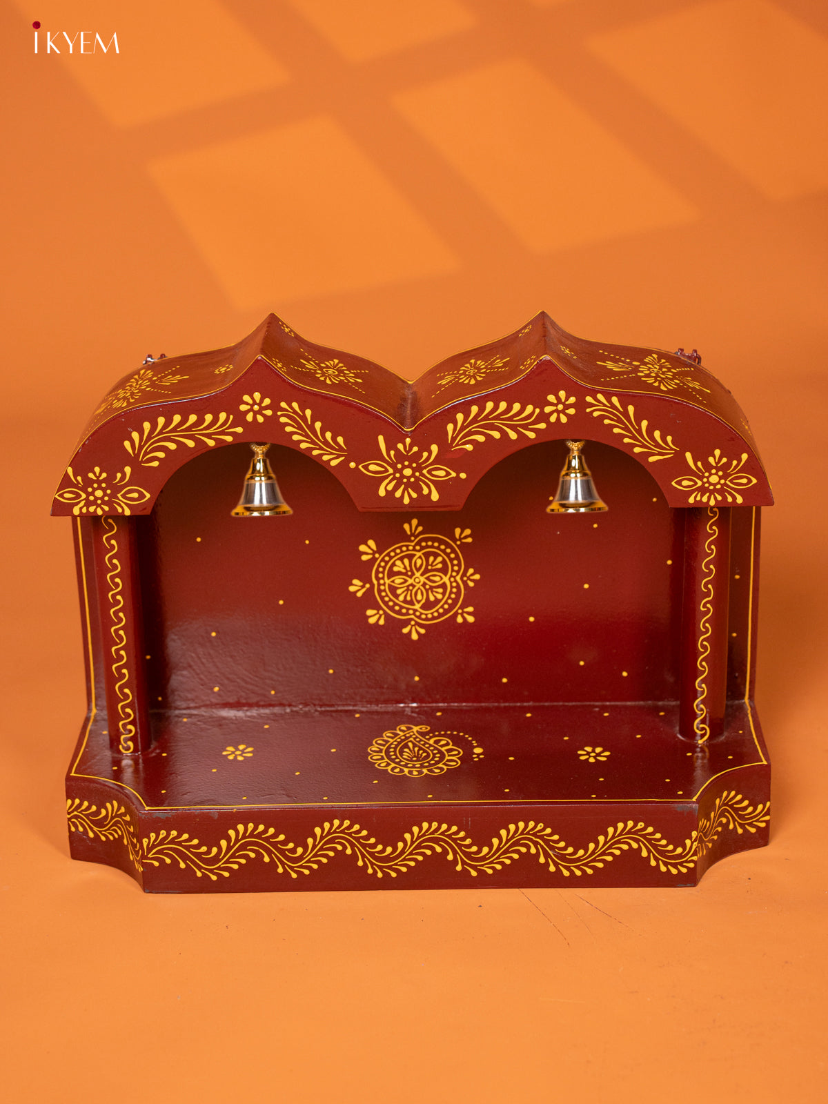 Wooden Hand Painted Mandapam -coffee brown - KE27139