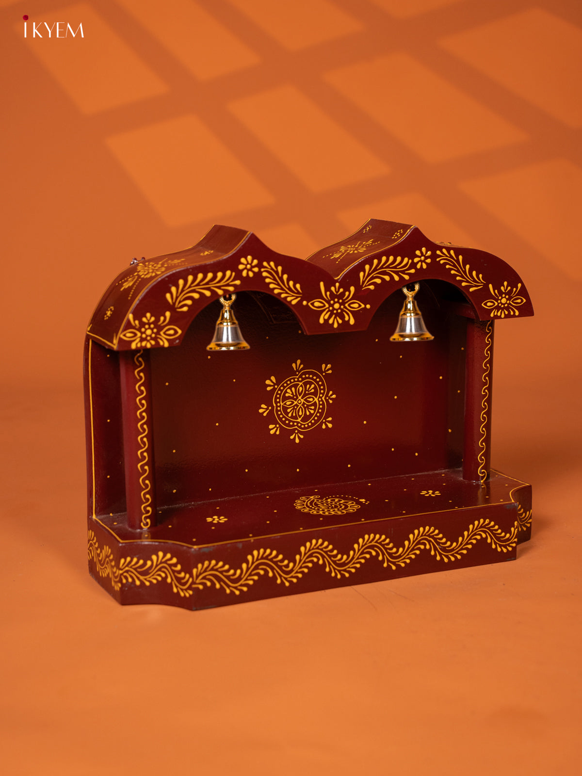 Wooden Hand Painted Mandapam -coffee brown - KE27139