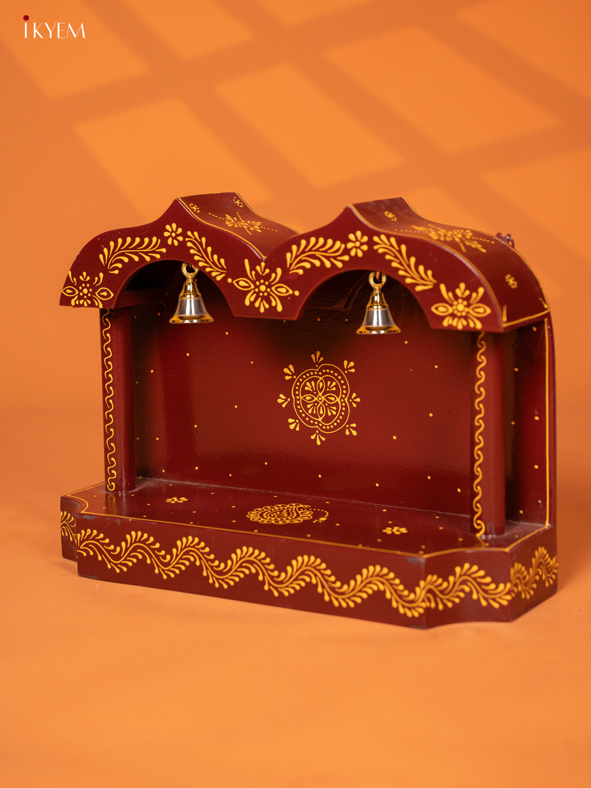 Wooden Hand Painted Mandapam -coffee brown - KE27139