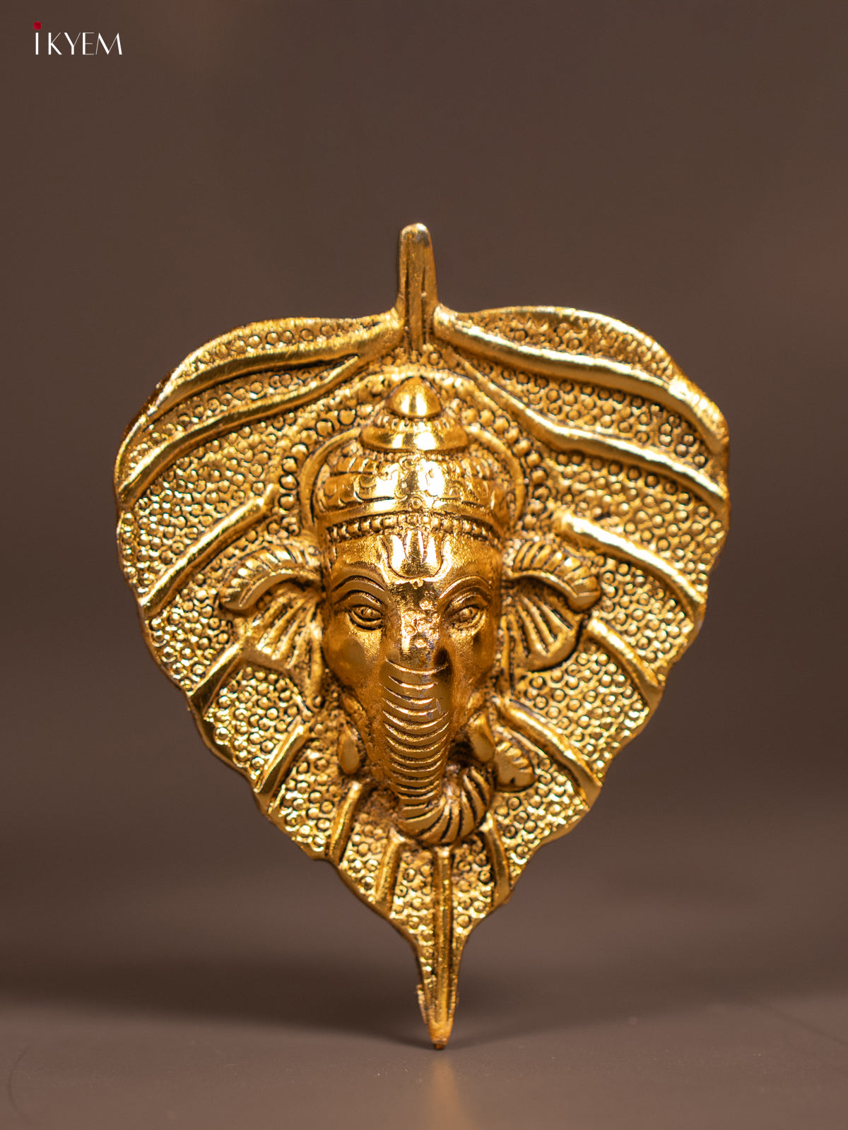 Leaf Shaped Gold Plated Lord Ganesha Wall Hanging