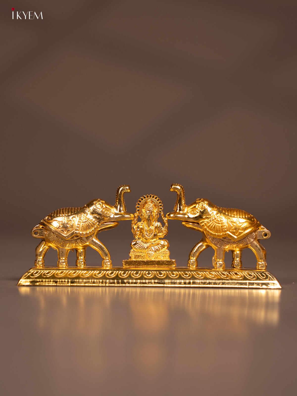 Chic Silver Plated Kumkum Holder with Lakshmi 2 Elephants 
