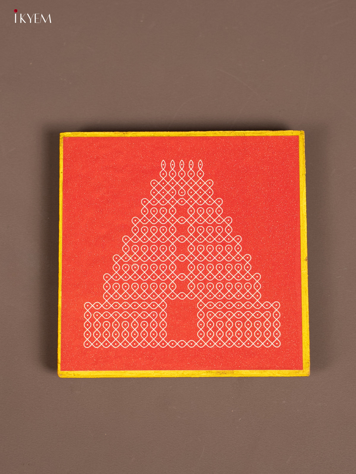 Red & Yellow Wooden Kolam Manai - KE29159
