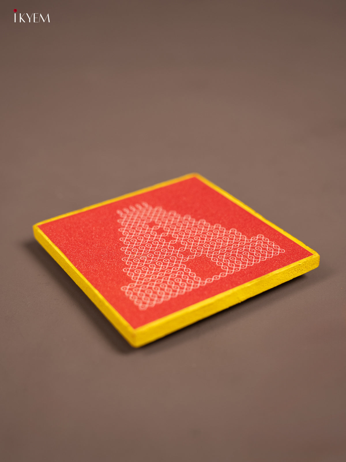 Red & Yellow Wooden Kolam Manai - KE29159