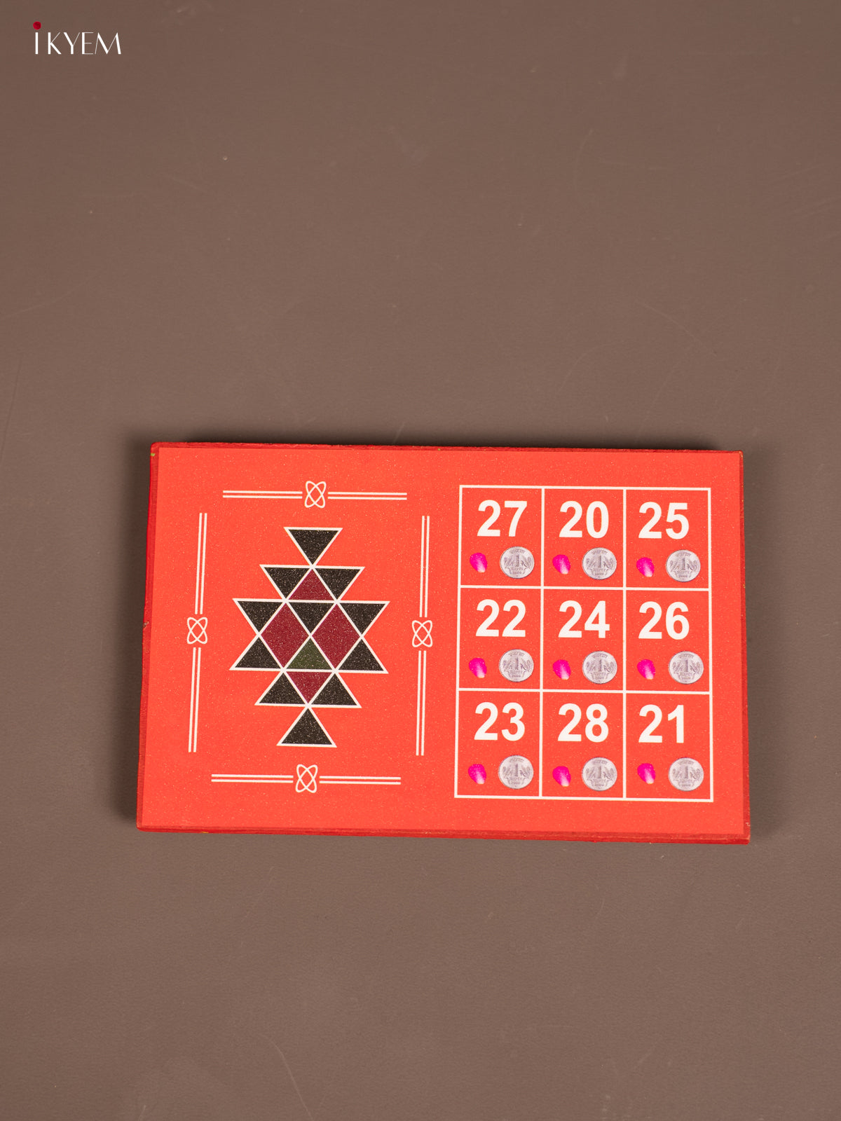 Red Manai With Kubera Yantra & Kubera Kolam Print 