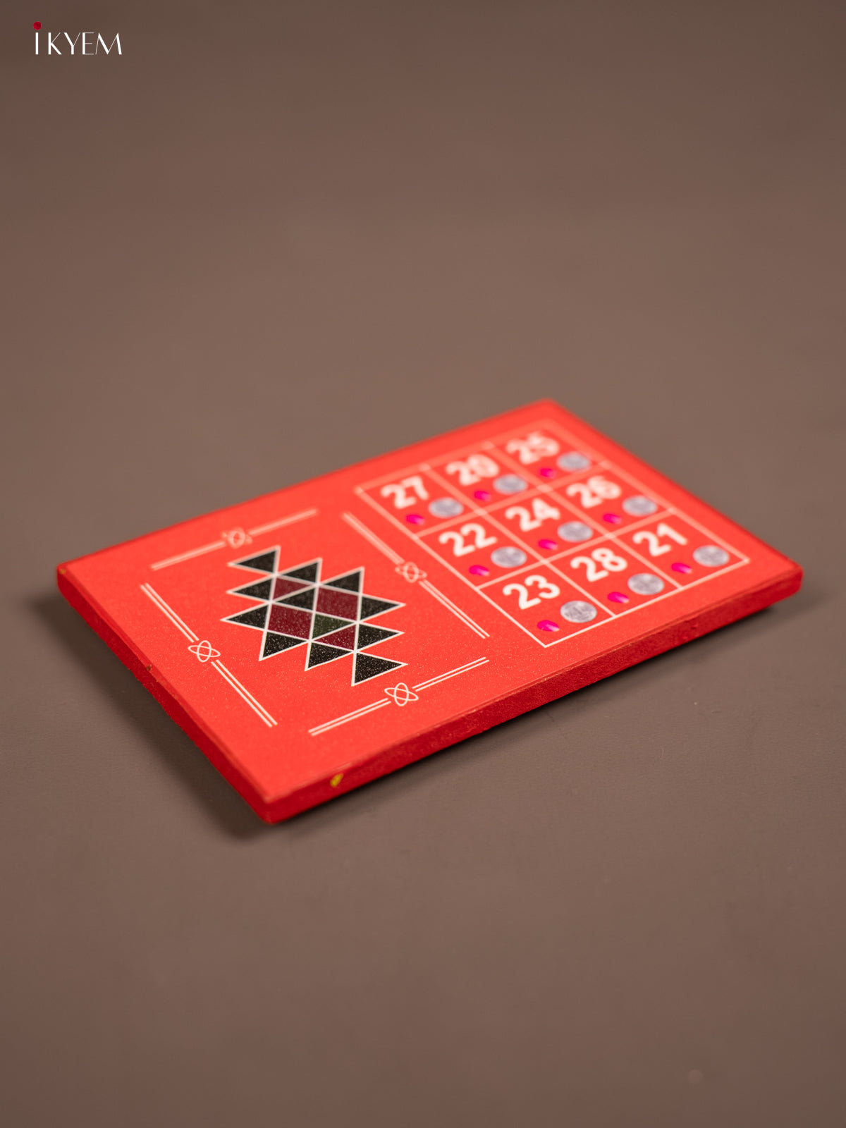 Red Manai With Kubera Yantra & Kubera Kolam Print -1