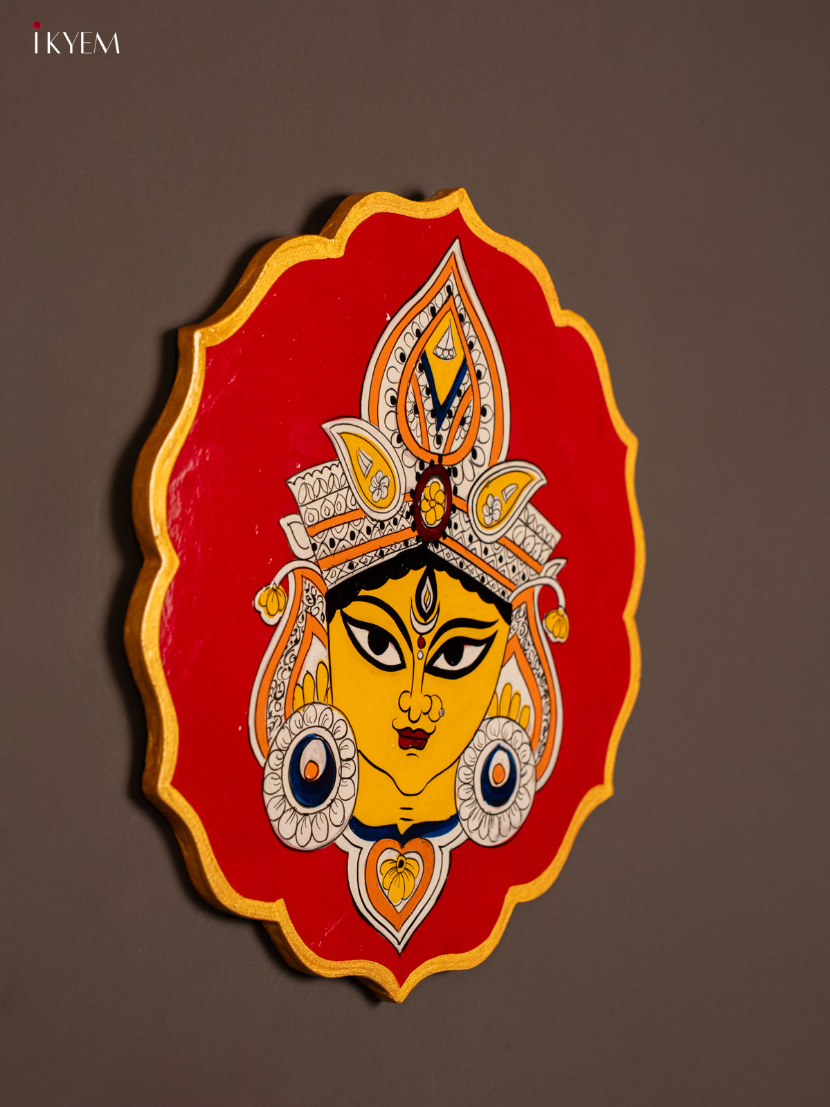 Wooden Hand painted Wall hanging plates - DURGA - KE29194