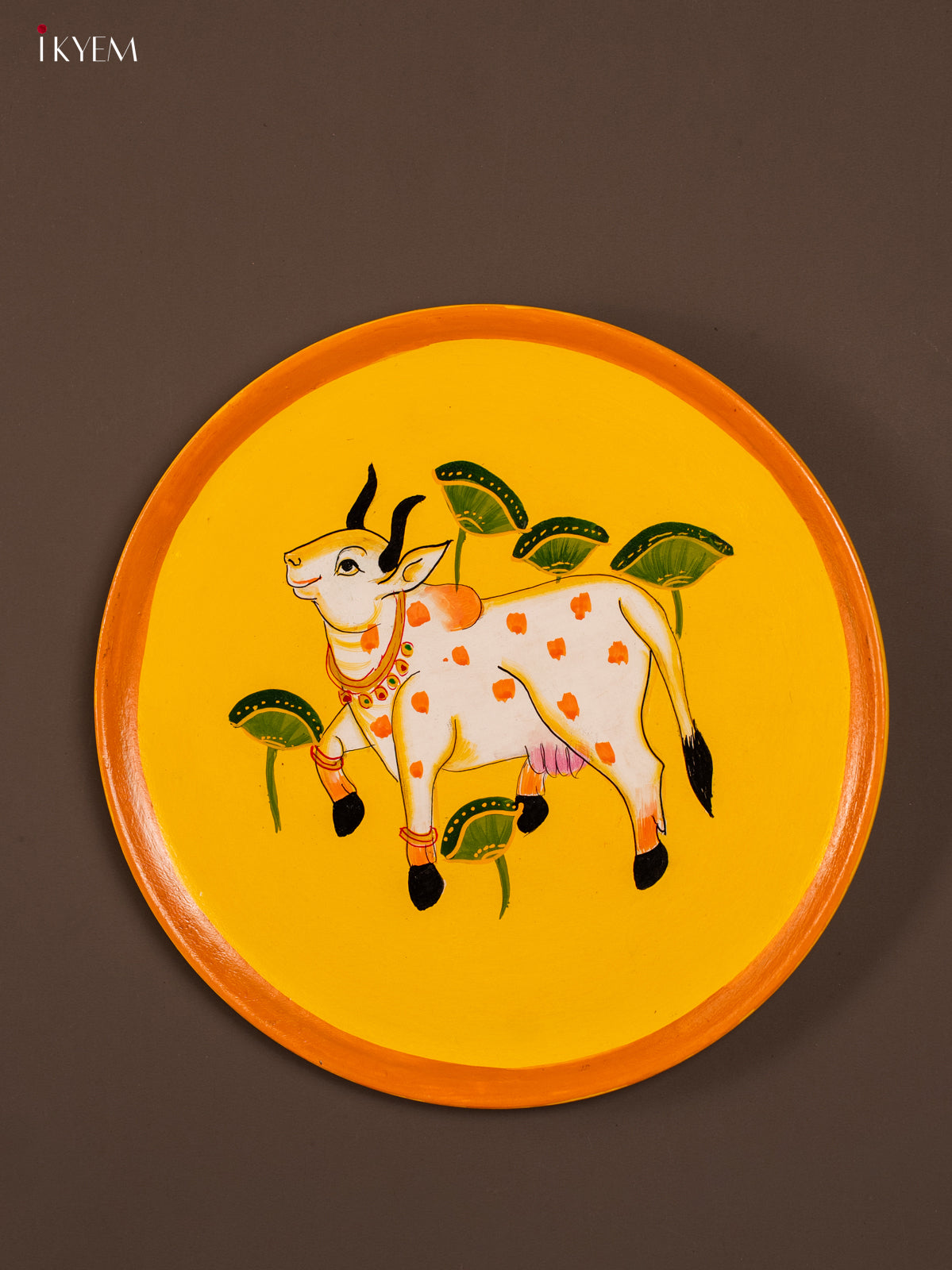 Wooden Hand painted Wall Hanging Plate - Cow - KE31136