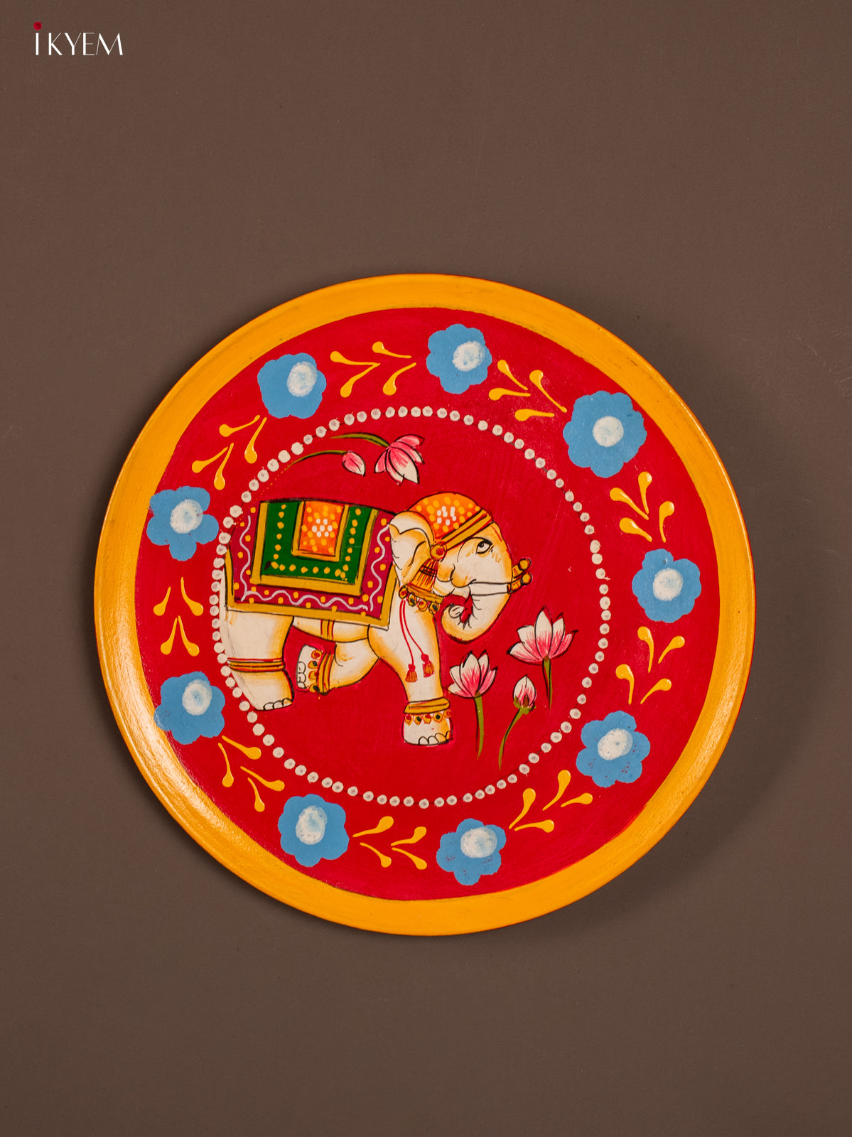 Wooden Hand painted Wall Hanging Plate - Elephant - KE31137