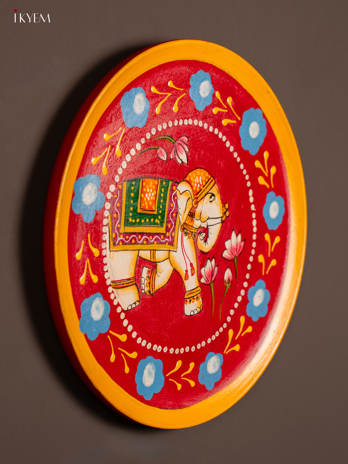 Wooden Hand painted Wall Hanging Plate - Elephant - KE31137