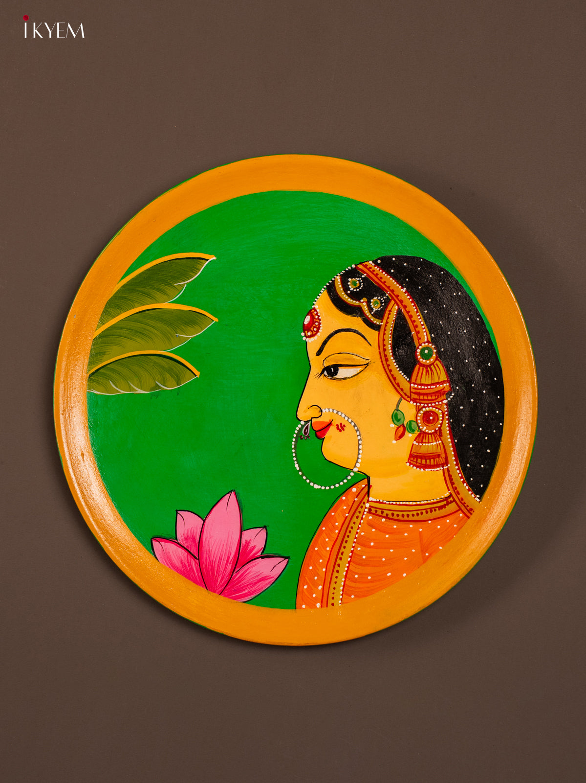 Wooden Hand painted Wall Hanging Plate - Radhai - KE31140