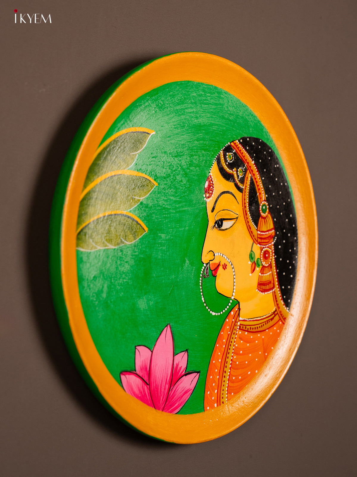 Wooden Hand painted Wall Hanging Plate - Radhai - KE31140